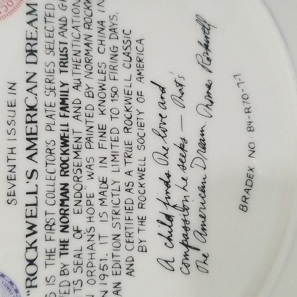 P2g - Knowles Norman Rockwell "An Orphan's Hope" 1987 LE Collector's Plate - Picture 7 of 9